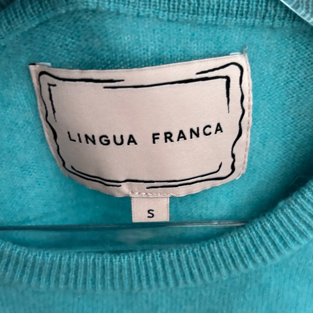 Lingua Franca Aqua Crew Neck Sweater - Picture 3 of 3